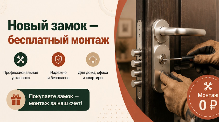 Акция! Новый замок — бесплатный монтаж